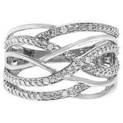 .925 Sterling Silver Diamond Accent Crossover Ring