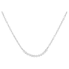 .925 Sterling Silver Diamond Accent Curved Bar Necklace- 18"