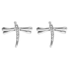 .925 Sterlingsilber Diamant-Akzent-Ohrstecker mit Libellenmotiv