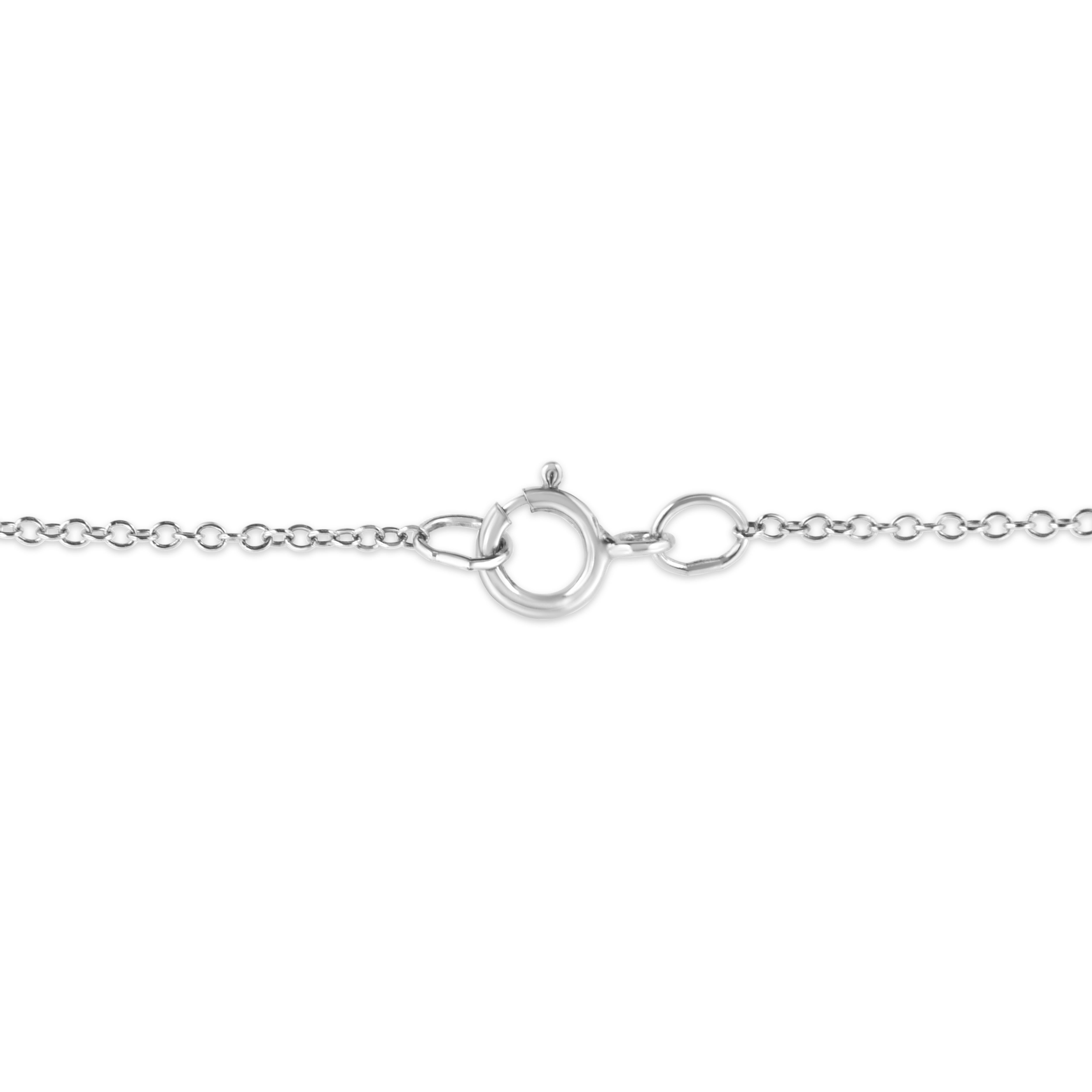 Round Cut .925 Sterling Silver Diamond Accent Fashion Double Drop Design Pendant Necklace