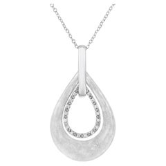 .925 Sterling Silver Diamond Accent Fashion Double Drop Design Pendant Necklace