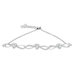 .925 Sterling Silver Diamond Accent Heart and Infinity Adjustable Bolo Bracelet