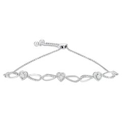 .925 Sterling Silver Diamond Accent Heart and Infinity Adjustable Bolo Bracelet