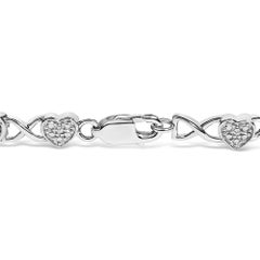 .925 Sterling Silber Diamant Akzent Herz Link Armband (I-J Farbe, I3 Klarheit)