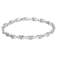 .925 Sterling Silber Diamant Akzent Herz Link Armband (I-J Farbe, I3 Klarheit)