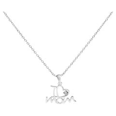 .925 Sterling Silver Diamond Accent "I Love Mom" Heart Pendant Necklace