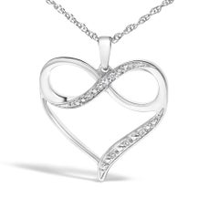 .925 Sterling Silver Diamond Accent Infinity Heart Love Pendant Necklace
