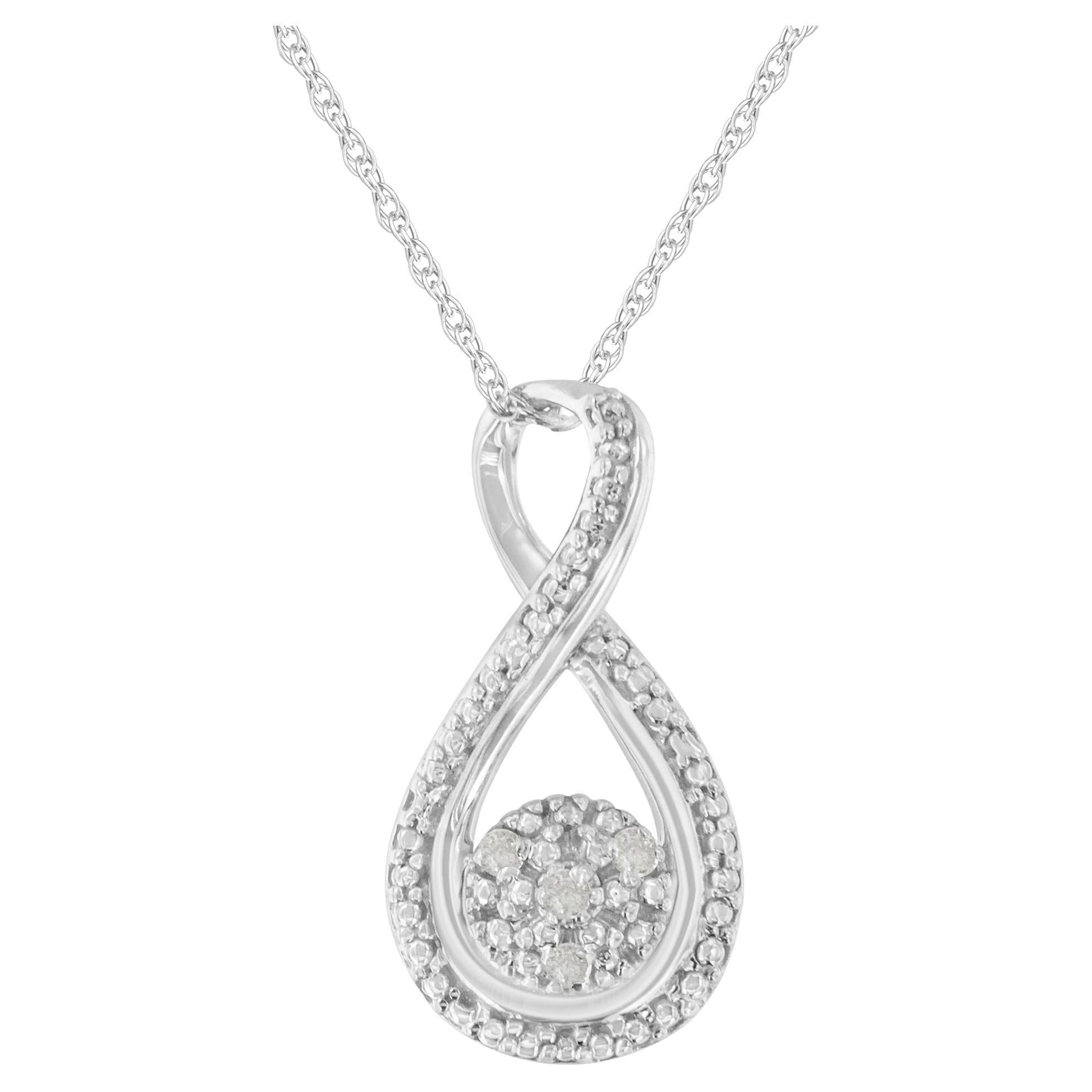 .925 Sterling Silber Diamant Akzent Unendlichkeit Anhänger Halskette