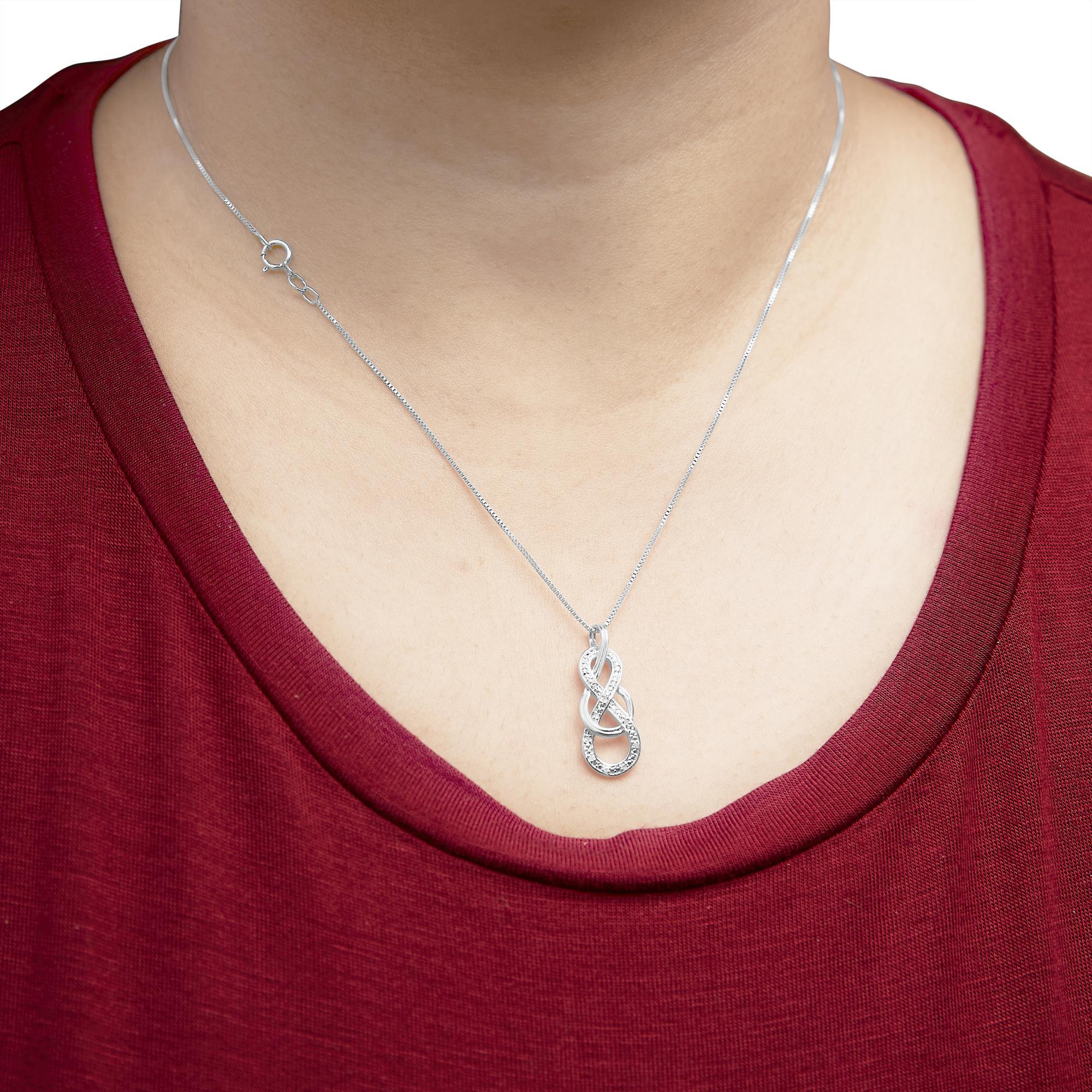 Taglio rotondo Collana con ciondolo Infinity in argento 925 con accenti di diamanti