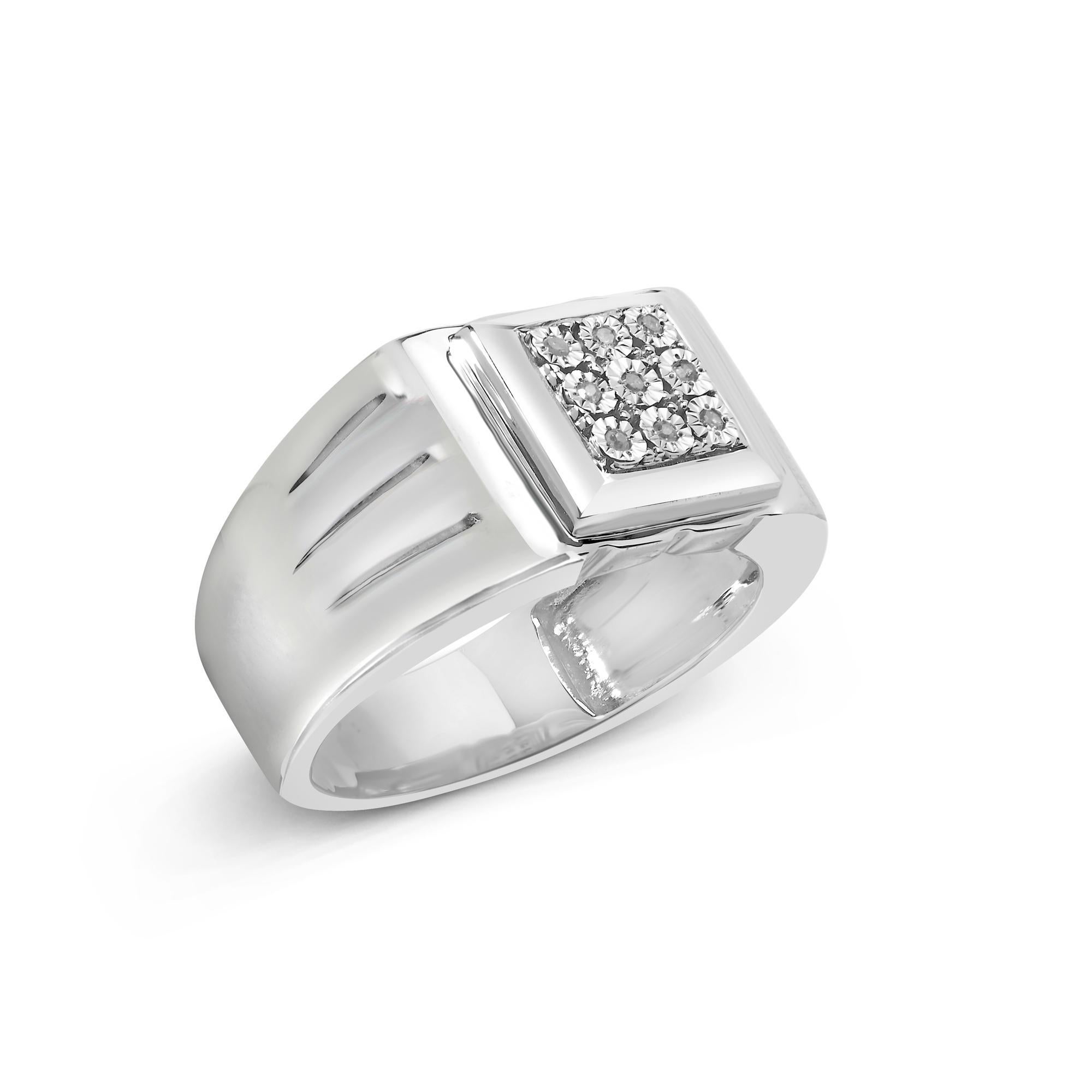 Moderno A. Silver 925 Anello Miracle 9 pietre con accenti di diamanti in vendita