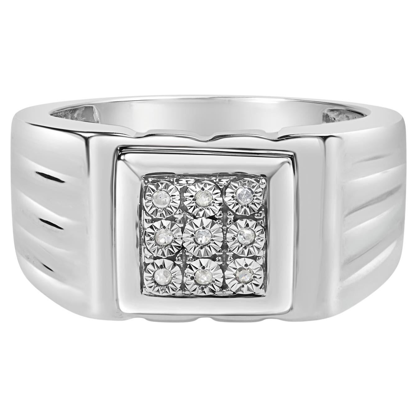 A. Silver 925 Anello Miracle 9 pietre con accenti di diamanti