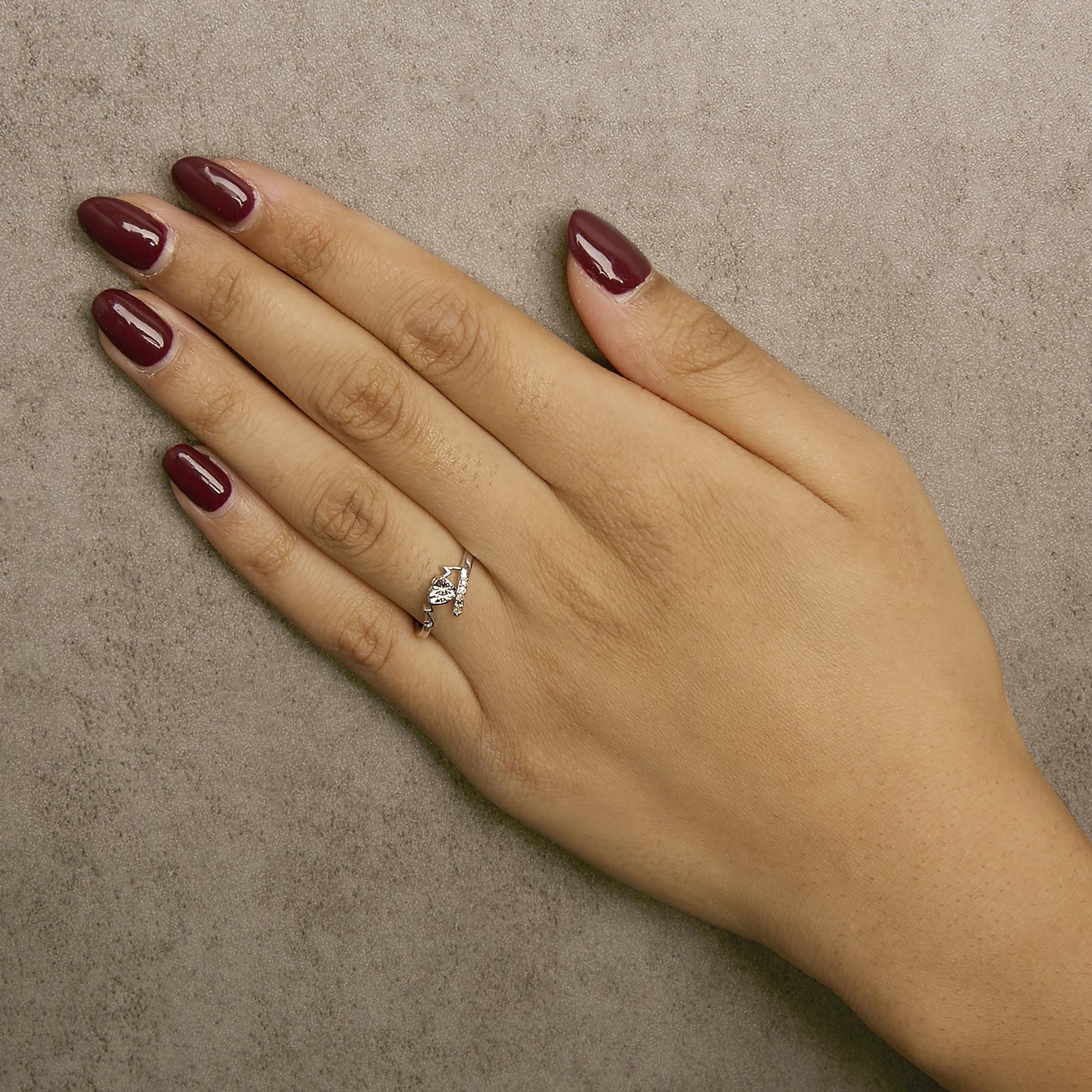 .925 Argent Sterling Bague en forme de coeur 