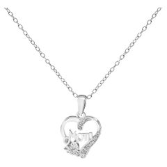.925 Sterling Silver Diamond Accent Mom with Heart Pendant Necklace
