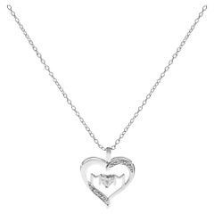 .925 Sterling Silver Diamond Accent MOM with Heart Pendant Necklace