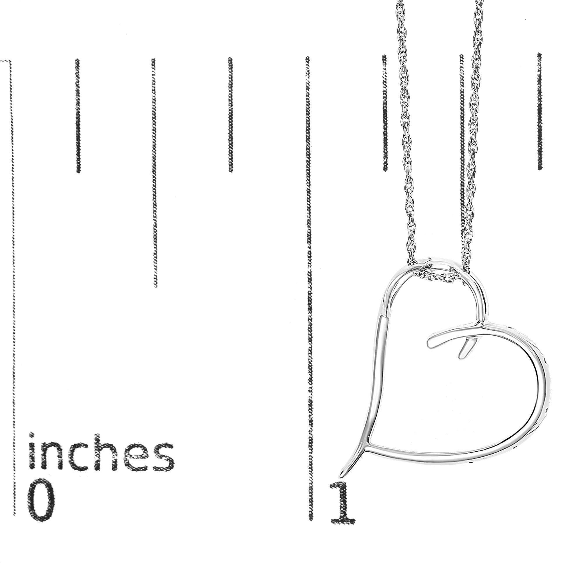 .925 Sterling Silver Diamond Accent Open Heart Slide Pendant Necklace In New Condition For Sale In New York, NY