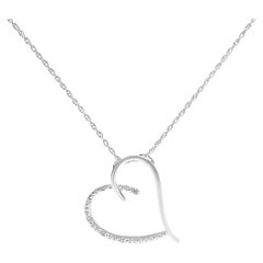 .925 Sterling Silver Diamond Accent Open Heart Slide Pendant Necklace