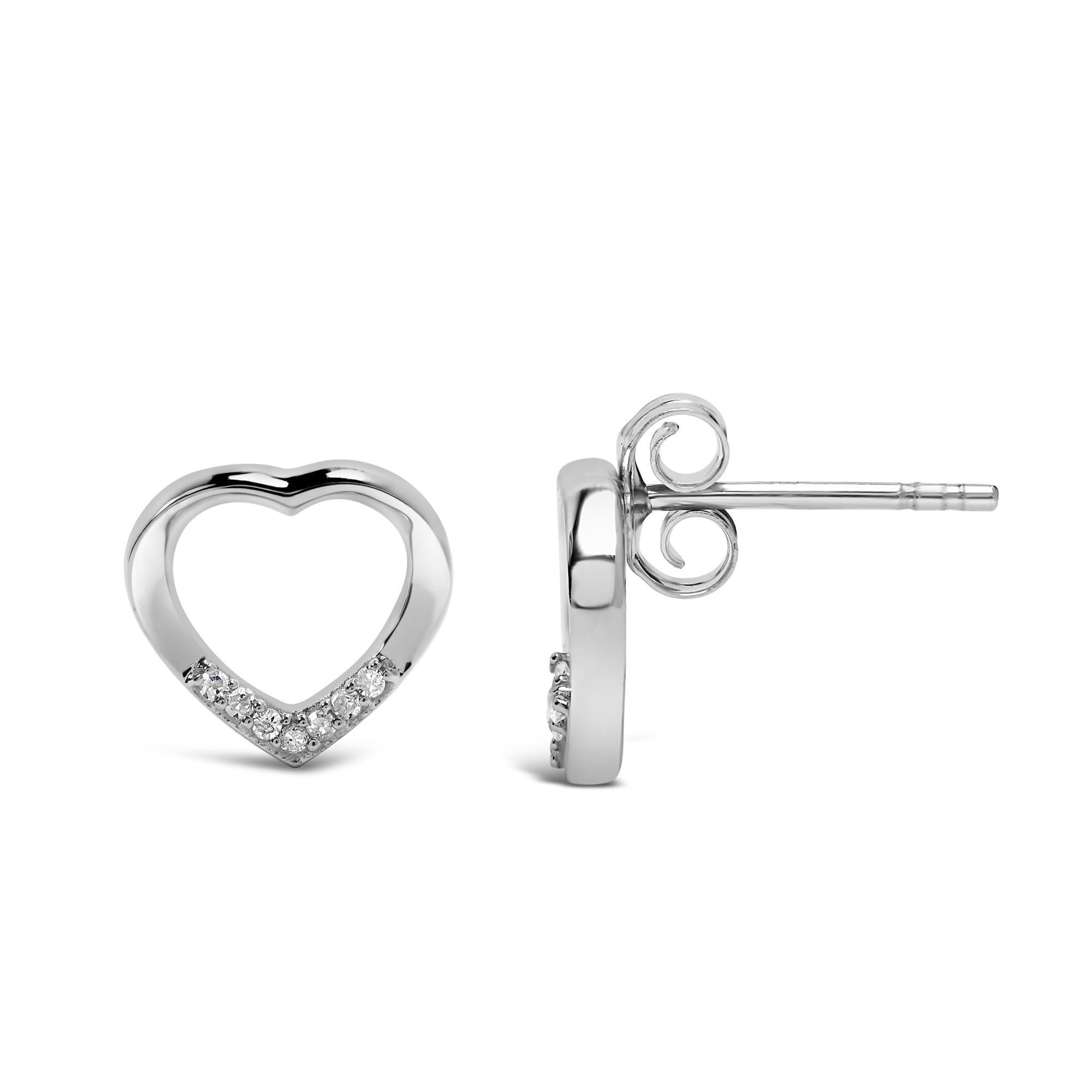 Moderno Orecchini a cuore aperti con diamanti in argento 925