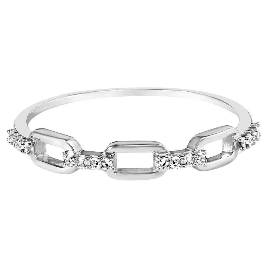 .925 Sterling Silver Diamond Accentue Paperclip Band Ring
