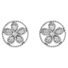 .925 Sterlingsilber Diamant-Ohrstecker im Milgrain-Stil mit Stern- und Rad-Akzent