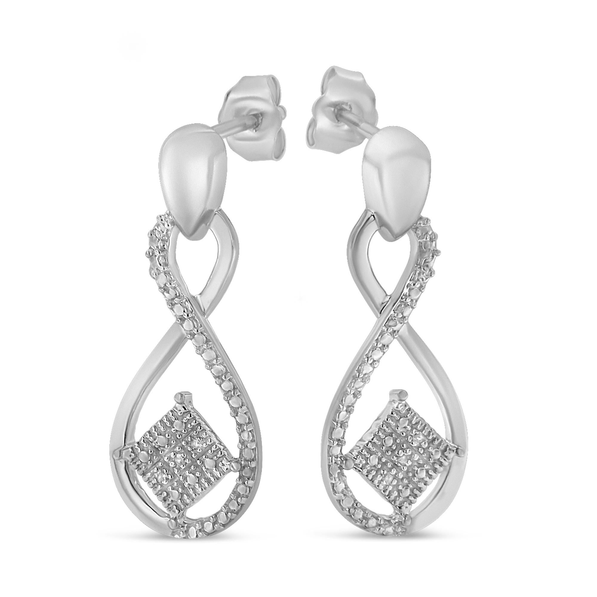 silver diamond dangle earrings