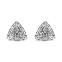 .925 Sterling Silver Diamond-Accented 4-Stone Halo-Style Stud Earrings