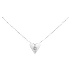 .925 Sterling Silver Diamond Broken Heart Pendant Necklace
