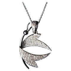 925 Sterling Silver Diamond Butterfly Necklace Natural Diamond Insect Necklace.