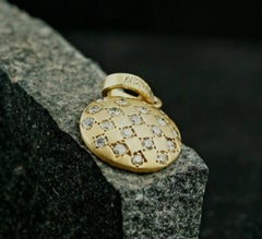 925 Sterling Silver Diamond Disc Pendant Handmade Diamond Round Matte Pendant.