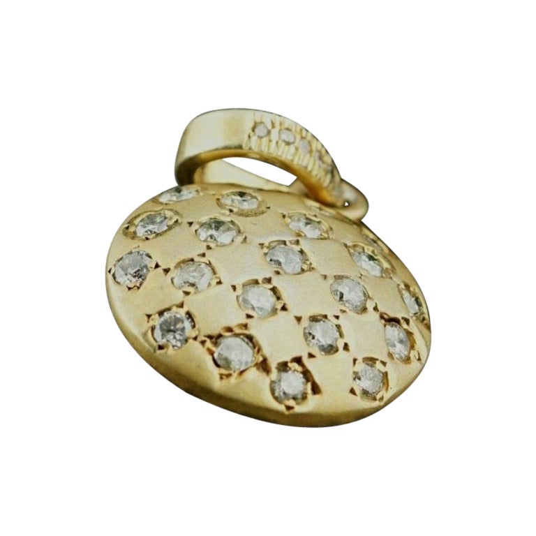 Ciondolo a disco con diamante in argento 925 Ciondolo con diamante rotondo opaco fatto a mano.