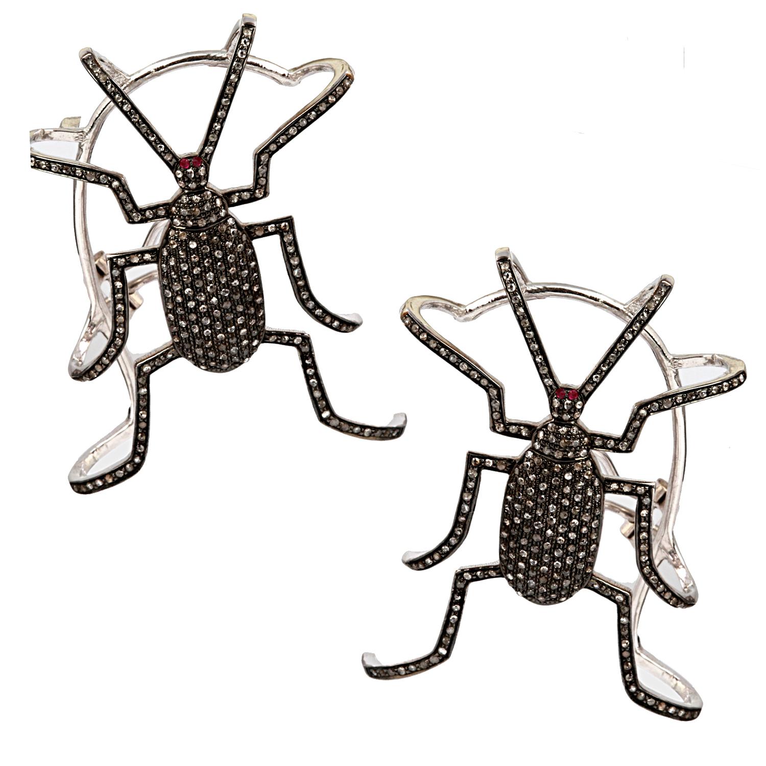 925 Sterling Silver 1.59cts Diamond spider  Earring In New Condition In jaipur, IN