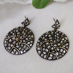 925 Sterling Silver Diamond Earrings 14k Yellow Gold Polki Earrings Gift For Her