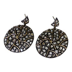 925 Sterling Silver Diamond Earrings 14k Yellow Gold Polki Earrings Gift For Her