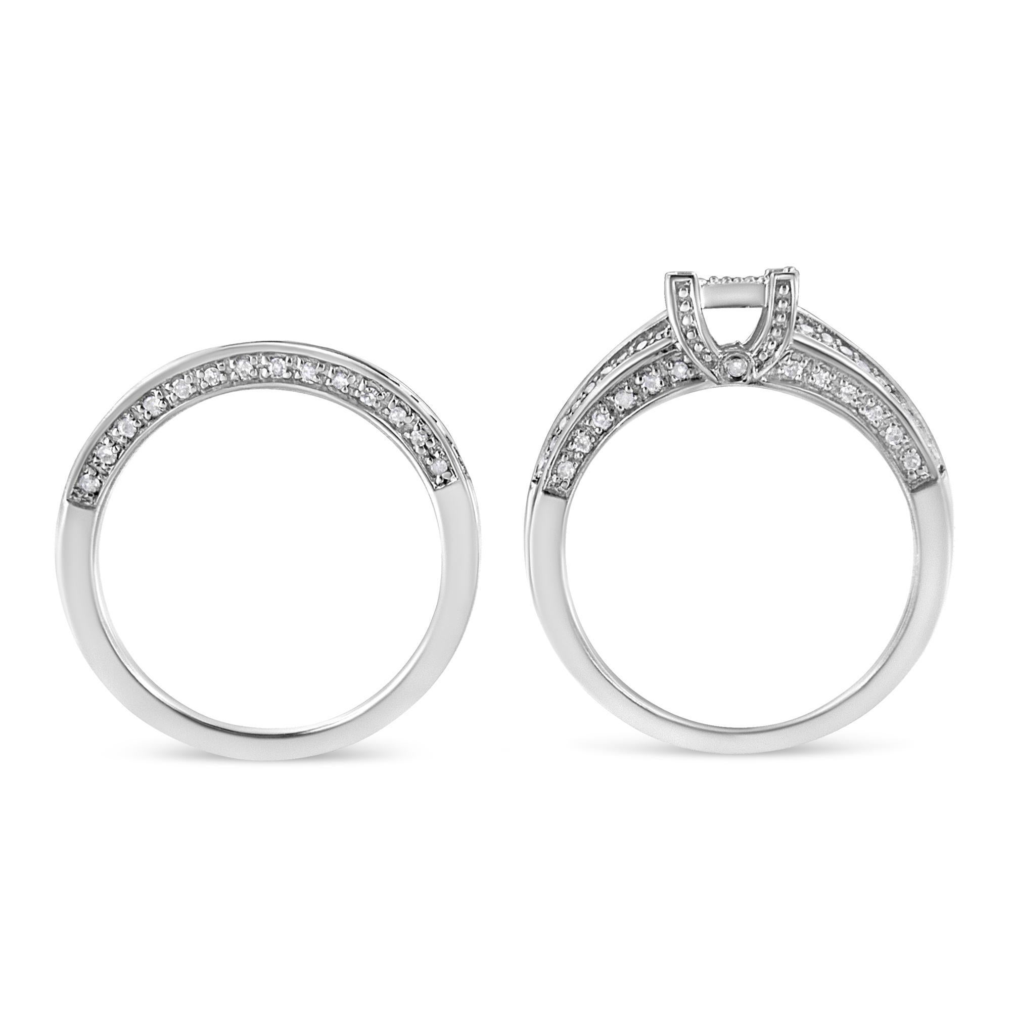 Round Cut .925 Sterling Silver Diamond Engagement Ring For Sale