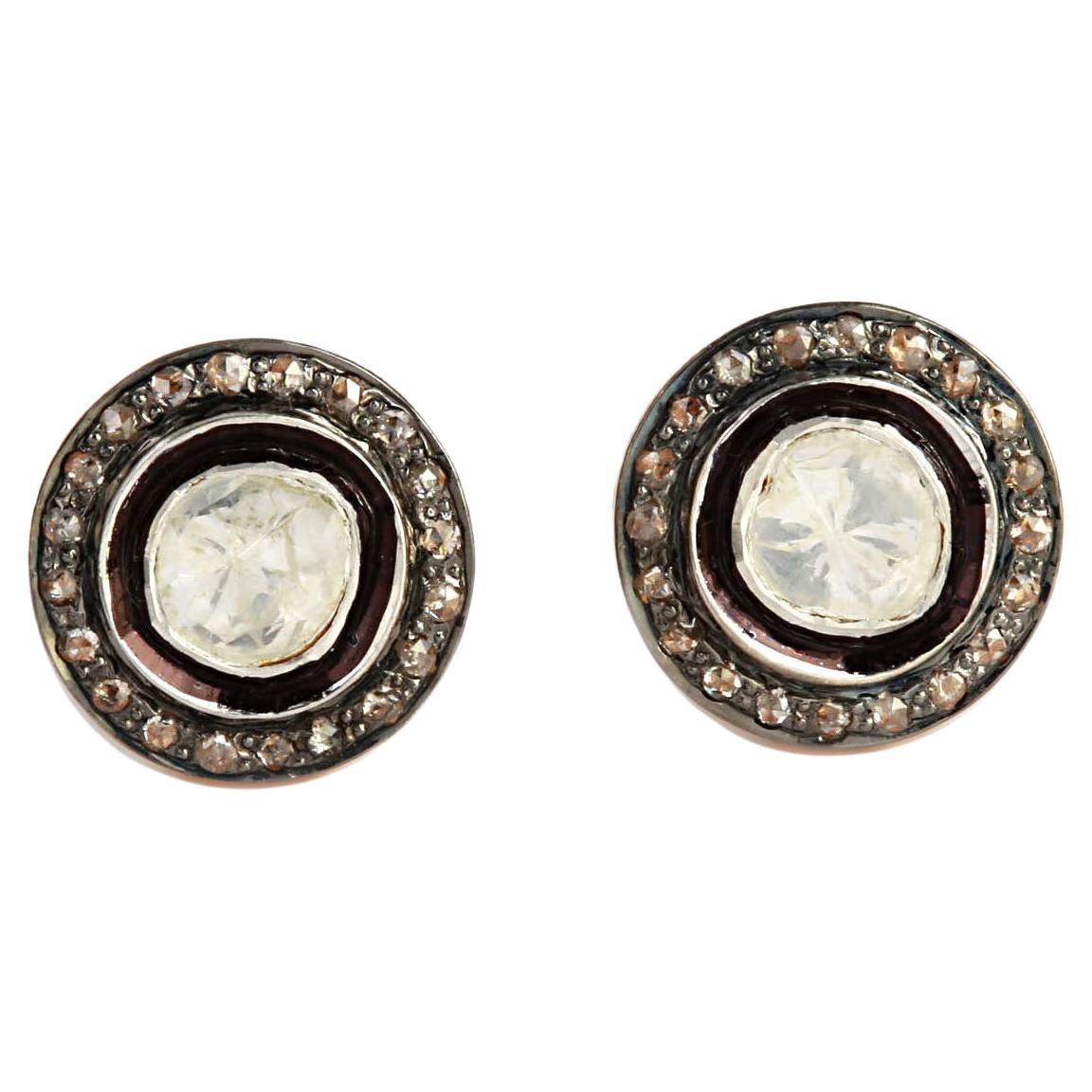 925 Sterling Silver Diamond Studded Stud Earring with 0.69 Carat Diamonds