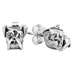 Dog Puppy 925 Sterling Silver Boxer & Other Breeds Cute Stud Earrings 4 Set