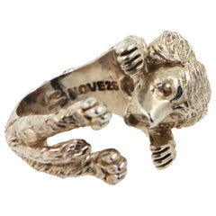 925 Sterlingsilber Hunde-Puppy-Tierschliff Labrador Goldener Reit Hug Ring