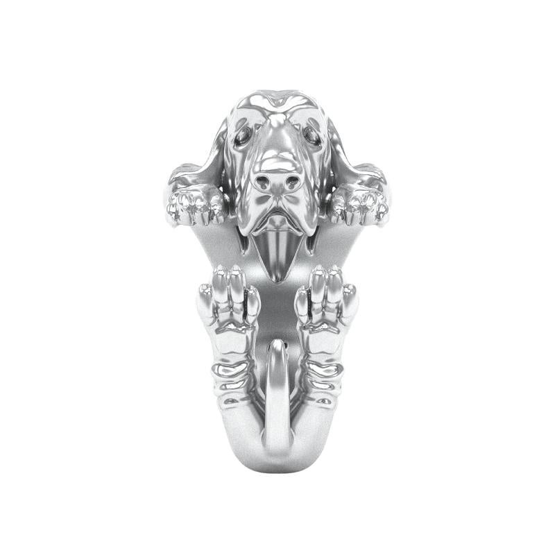 925 Sterling Silver Dog Puppy Animal Nature Cute Basset Hound Open Hug Statement Ring
-Dog Fever sterling silver Hug ring faithfully portrays the iconic dog breed.
-Cute, fun and versatile
-925 Sterling Silver
-Entirely designed and handcrafted in