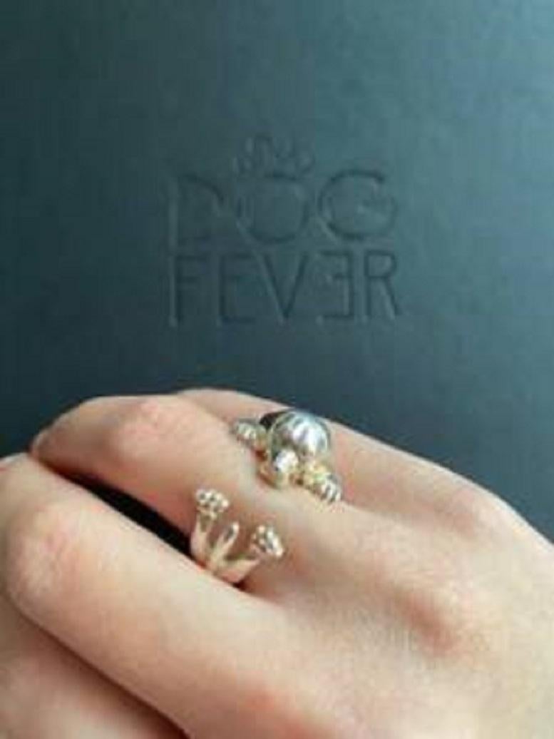 925 Sterling Silver Dog Puppy Animal Nature Cute Beagle Statement Open Hug Ring For Sale 8