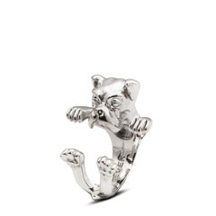 925 Sterling Silver Dog Puppy Animal Nature Cute Boxer Open Hug Statement Ring