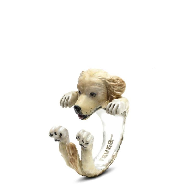 925 Sterling Silver Dog Puppy Animal Nature Cute Labrador Golden Retriever Ring
-Dog Fever sterling silver Hug ring faithfully portrays the iconic Poodle dog breed.
Enamel details are inspired by the real colors of each breed 
-Cute, fun and