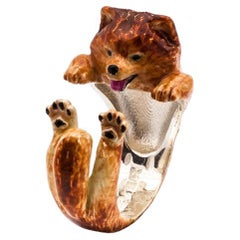925 Sterling Silver Dog Puppy Animal Nature Cute Pomeranian Spitz Statement Ring