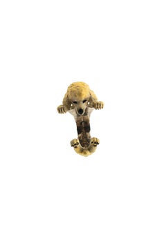 925 Sterling Silver Dog Puppy Animal Nature White Golden Poodle Statement Ring