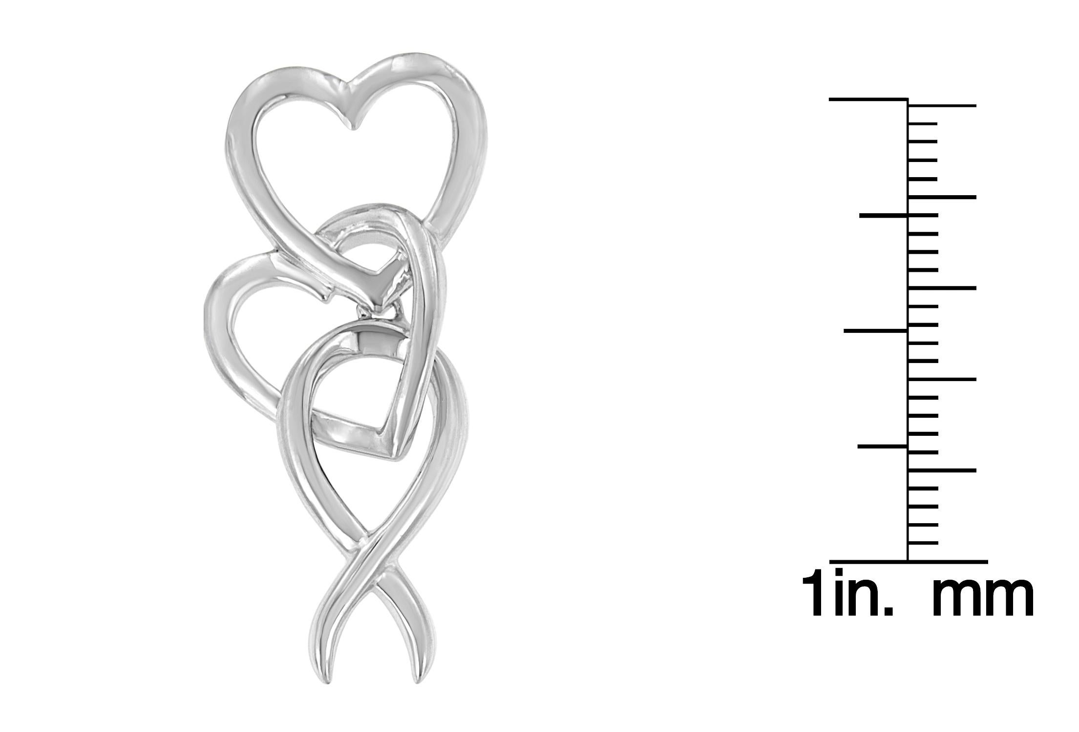 Collana con ciondolo con doppio cuore e nastro di sensibilizzazione in argento 925 In condizioni Nuovo in vendita a New York, NY