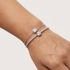 925 Sterling Silver Double Solitaire Stone Moissanite Bracelet Minimalist Gift.