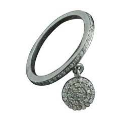 925 Sterling Silver Drop Band Ring Pave Diamond Ring Anniversary Gift For Women.