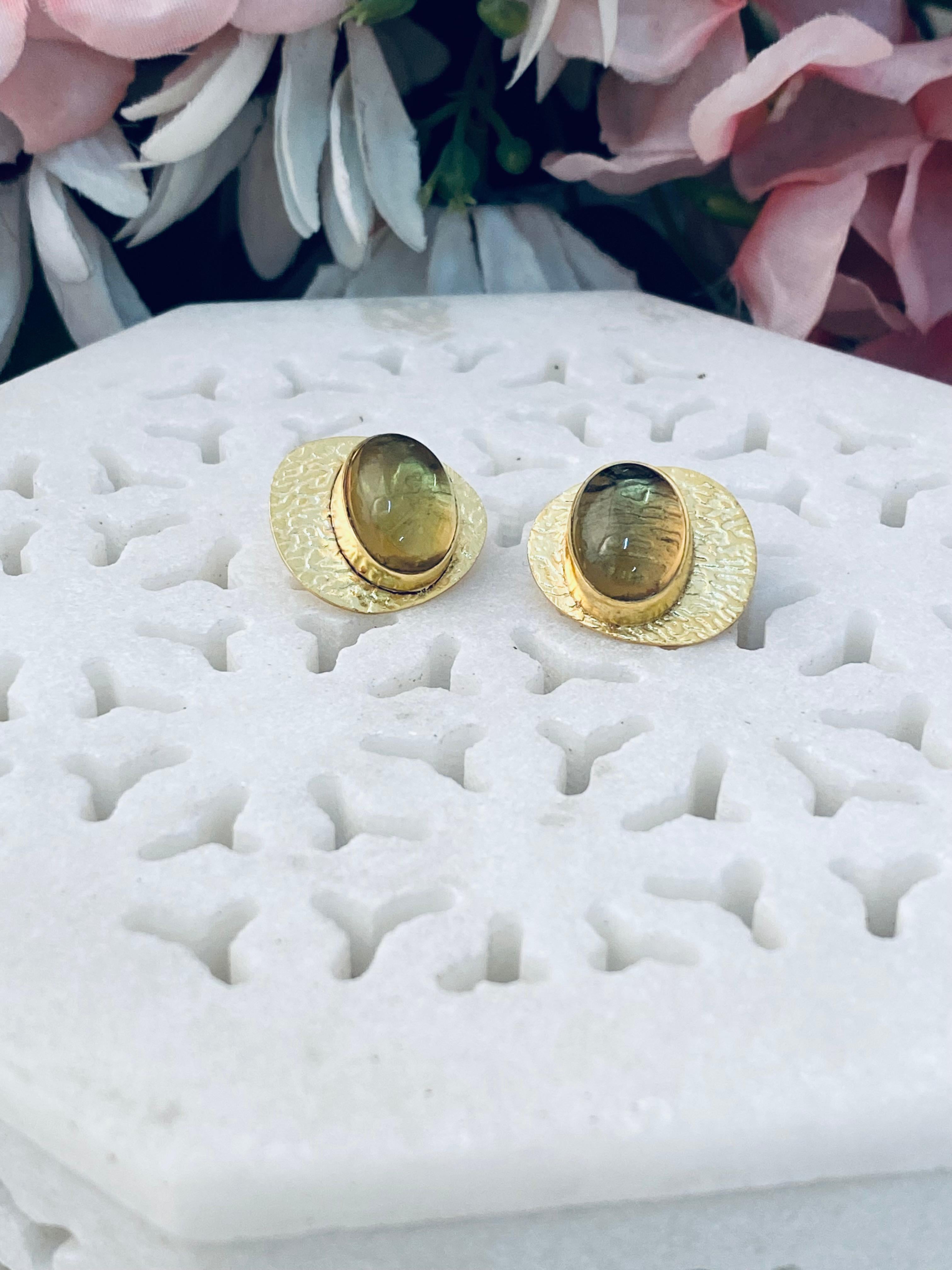 925 Sterling Silver earring Natural Honey Quartz Stud Design Dangle Jewelry Gem In New Condition For Sale In Jaipur, RJ