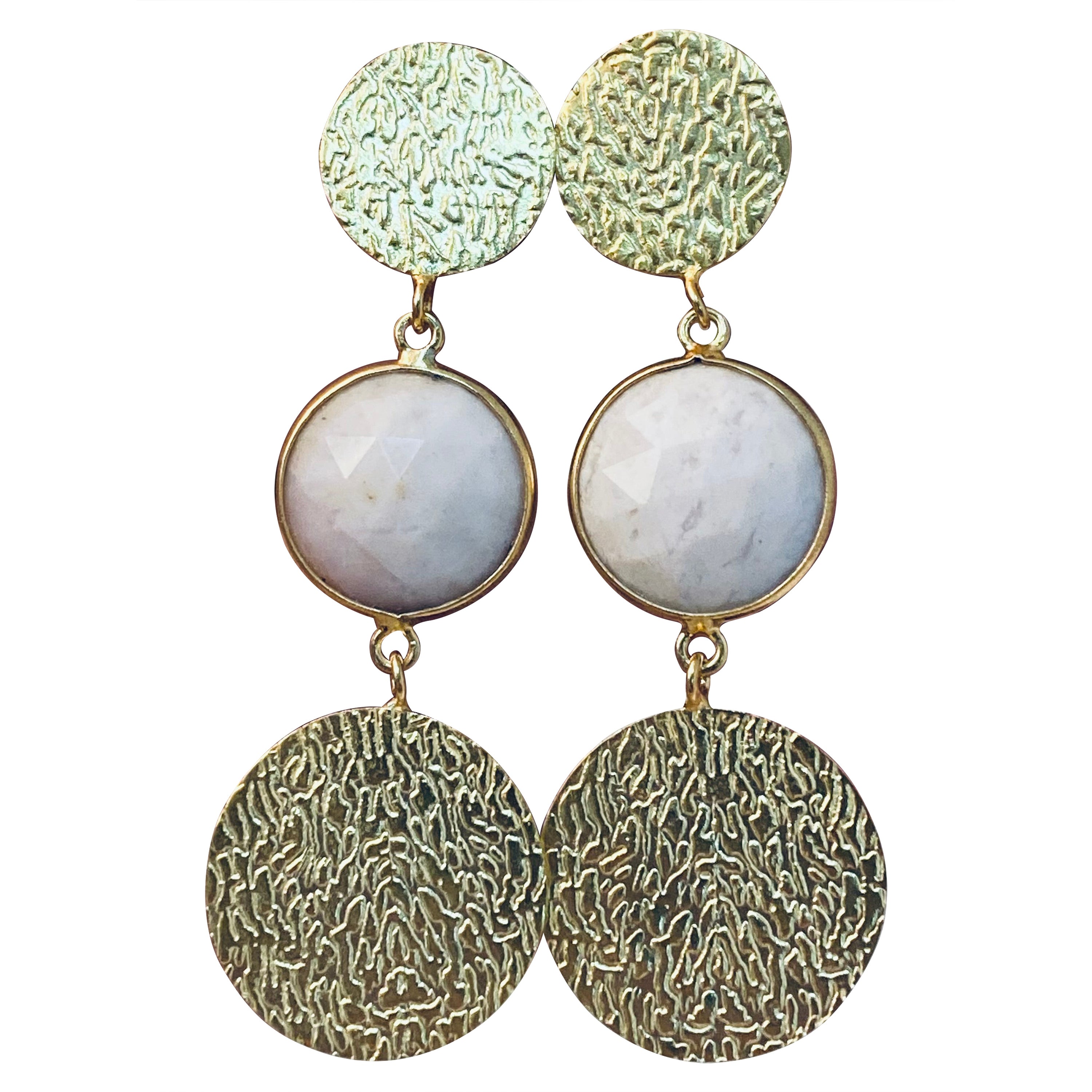 Boucles d'oreilles pendantes en argent sterling 925, opale rose naturelle facettée