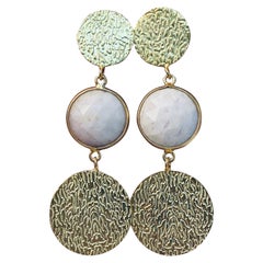 Boucles d'oreilles pendantes en argent sterling 925, opale rose naturelle facettée
