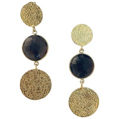 Boucles d'oreilles pendantes en argent sterling 925, pierre précieuse de quartz naturel fumé