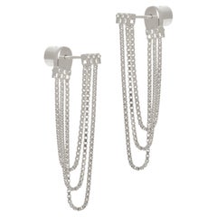 925 Sterling Silver Earrings Box Chain Short Handmade Greek Jewelry